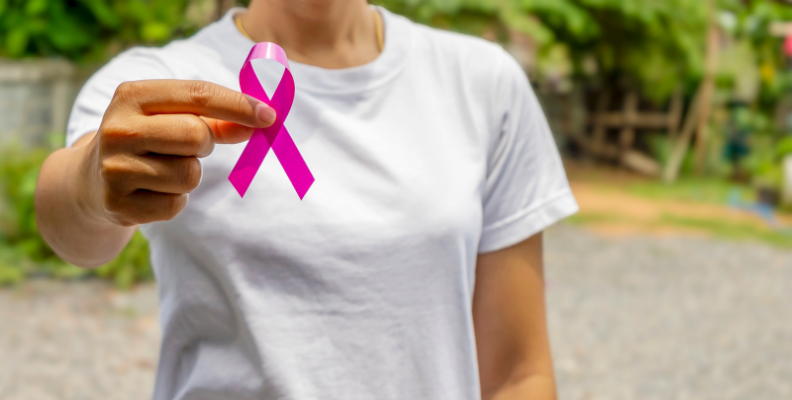 pink ribbon Breast Cancer Awareness Month graphic